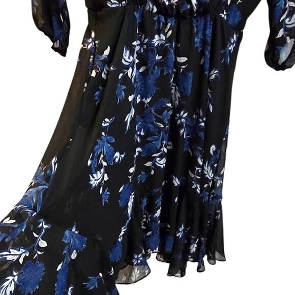 Lane Bryant Blue Black Floral Pleated Midi Dress NWT Size 14 - Picture 8 of 10